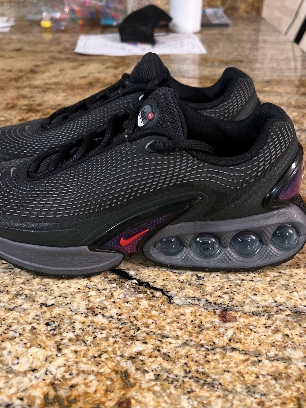 Nike Black and Red Low-Top Mesh Sneakers Size 8